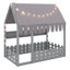 Lit de sol pour enfants d'inspiration Montessori avec barrière de sécurité, auvent, éclairage et trois compartiments de rangement-313865494-313865489