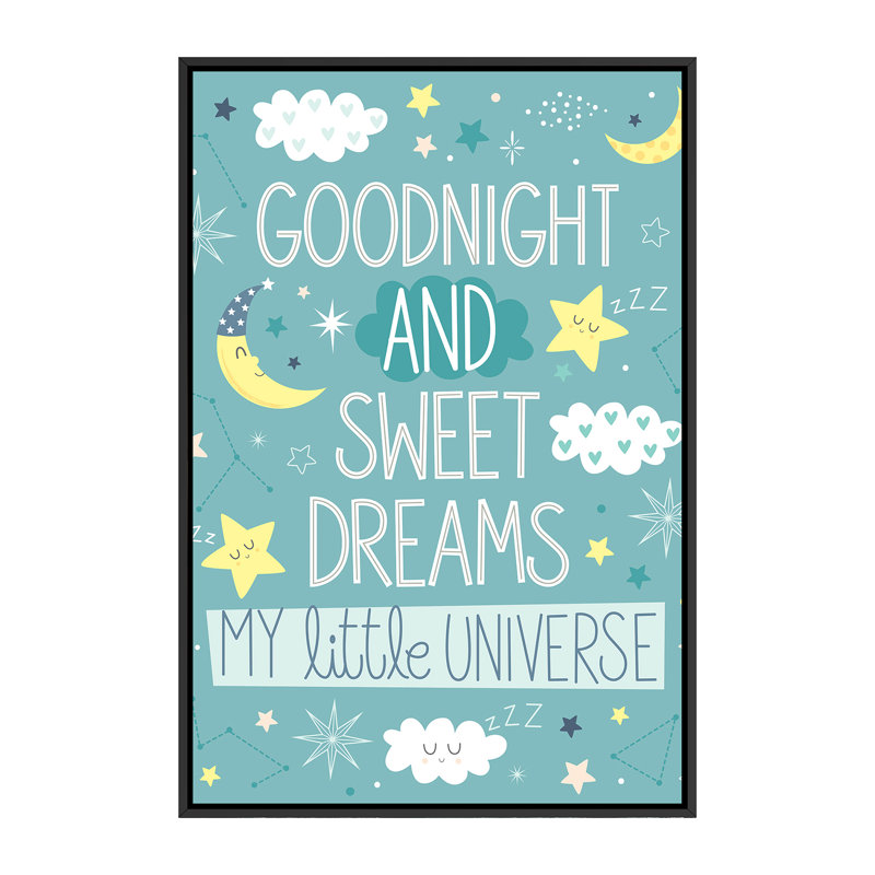 «Baby My Little Universe II» par Ilis Aviles, reproduction d'art textuel, H 60 po x l 40po x P 1,5 po, Toile avec cadre noir