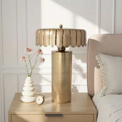Metal Table Lamp with Scalloped Shade
