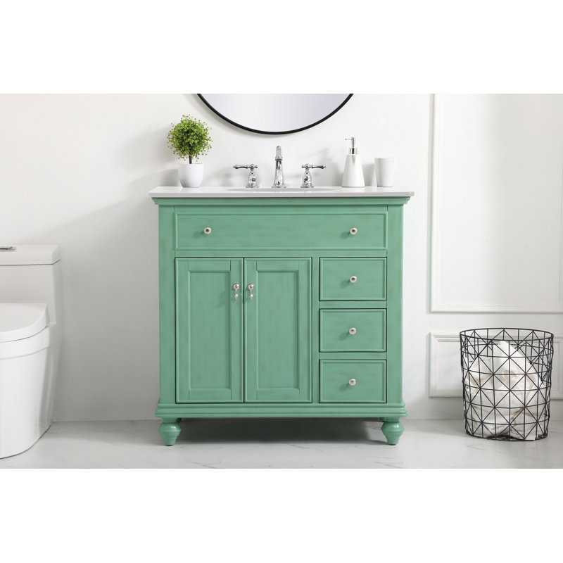 Otto 36'' Single Bathroom Vanity with Top, Antique White, Ivory White