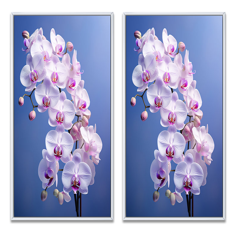 «Purple Orchids Elegance», 2 pièces, Cadre blanc, H 24 po x l 20 po