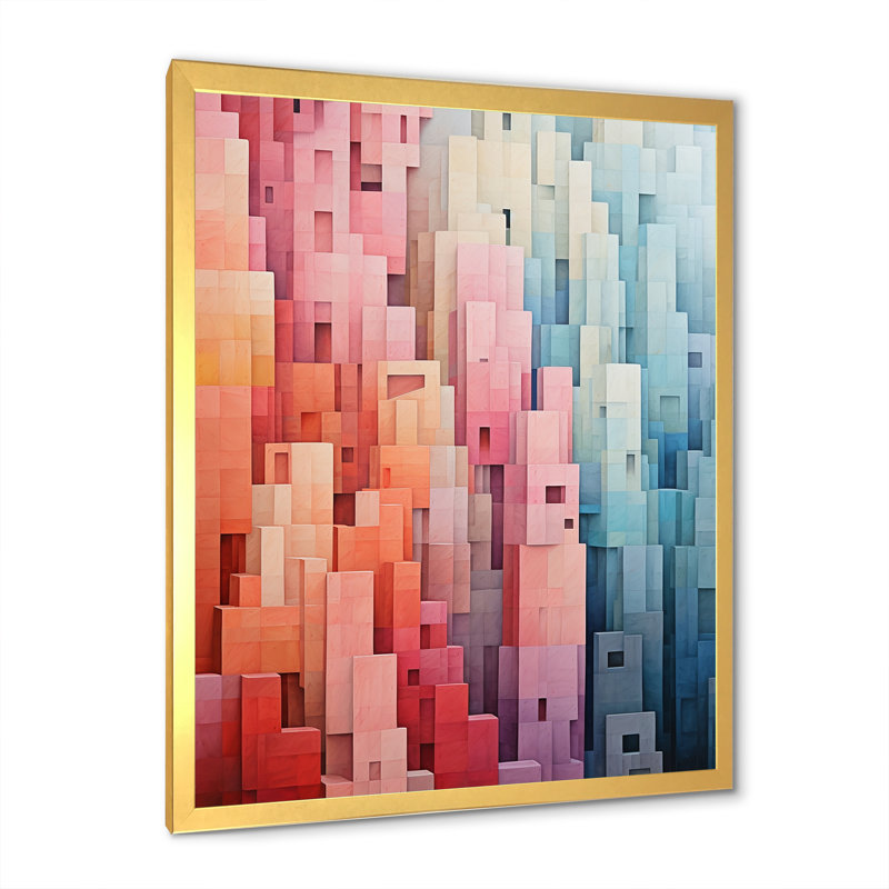 Décoration murale pastel Minimalisme I - Minimalisme, Cadre doré simple, H 44 po x l 34 po