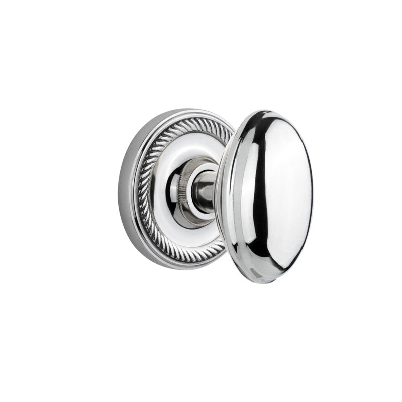 Rope Rosette with Homestead Door Knob, Bright Chrome, 2-3/4”