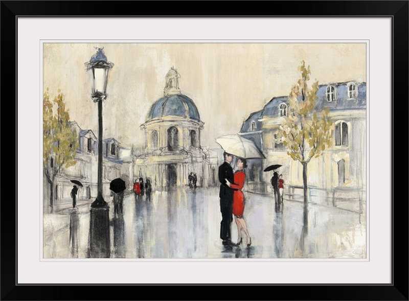 «Anjesa Spring Rain Paris» par Julia Purinton, reproduction d'art, Cadre noir, H 24 po x l 32 po x P 1 po
