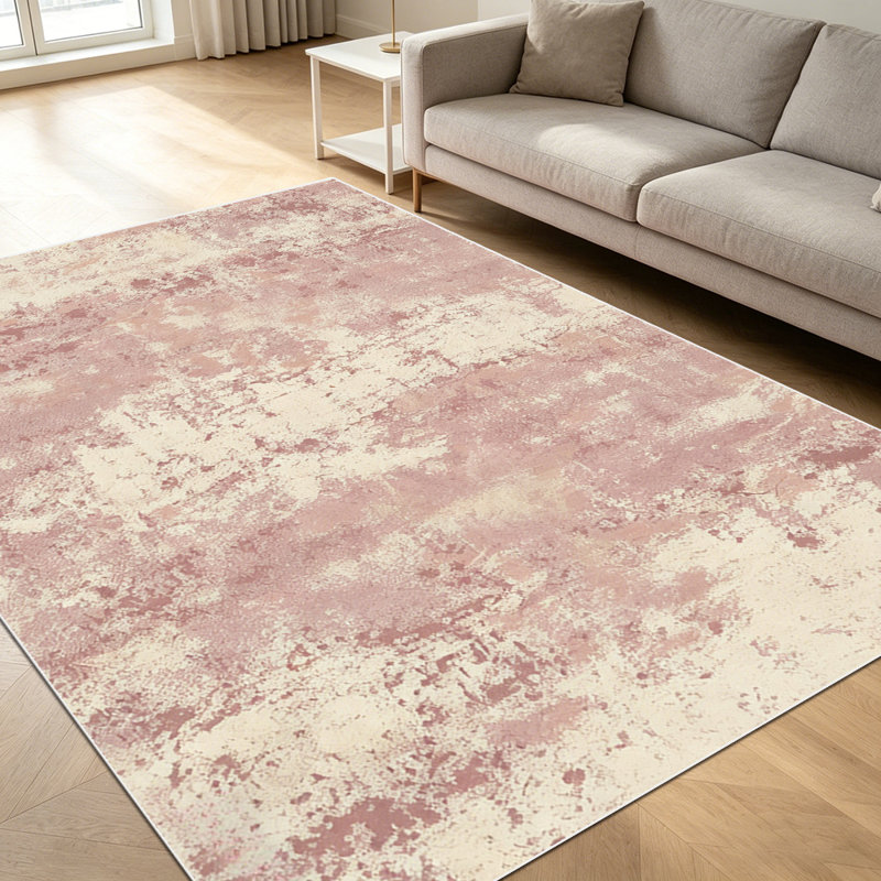 1PC Vintage Distressed Pink Beige Abstract Watercolor area rugs, Soft and Comfortable, easy-to-maintain, machine washable Indoor floor mat, suitable for living room, bedroom, dining room, home office, entryway, patio, Home Decor, Outdoor Decor.