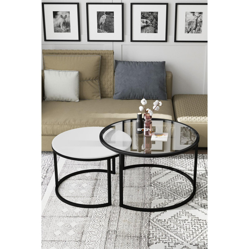 Glorias Coffee Table, White/Transparent