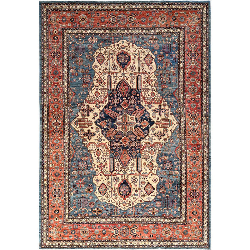 Tapis bleu horizon 10 pi 2 po x 14 pi 6 po, design Farahan Sarouk, collection Aryana, colorants végétaux, noué à la main, velours doux, laine de haute montagne, tapis tissé dense, oriental