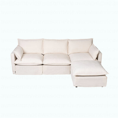 Modular Sectional Sofa Couch For Living Room, Modern L-Shaped Sofa With Movable Ottoman, 4-Seater Sofa Set For Apartment, Office.
