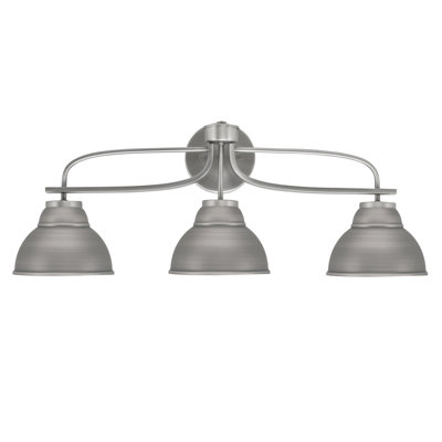 Cavella 3 Light Bath Bar Shown In Graphite Finish With 7" Graphite Double Bubble Metal Shades