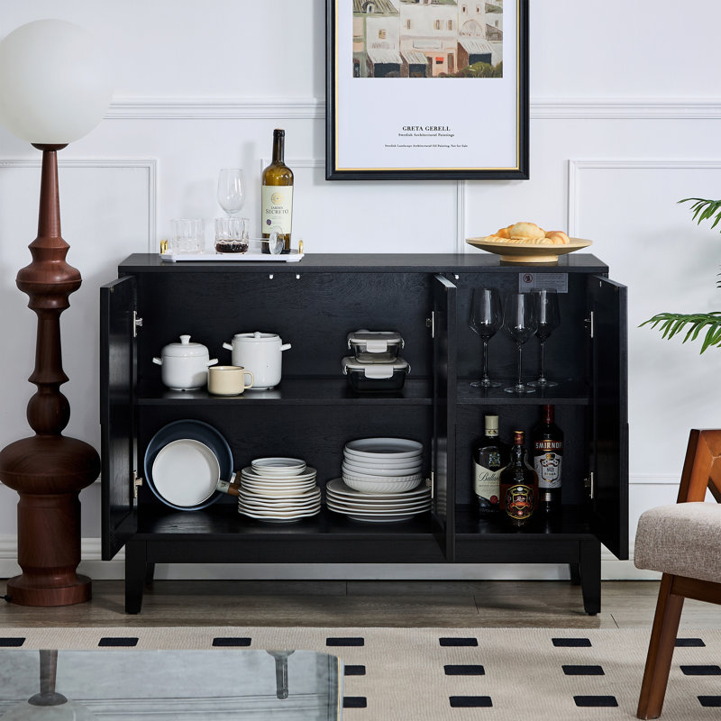 Buffet avec rangement et tablettes réglables, Black