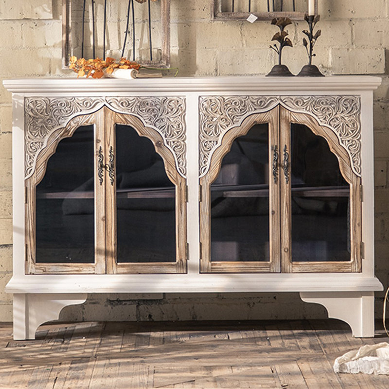 Retro White Solid Wood Sideboard