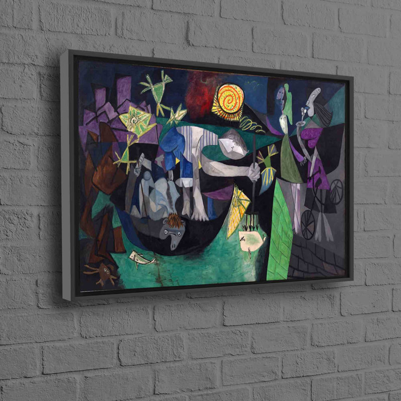 Print on Canvas, Framed Print without Mat, 80 cm H x 110 cm W, Black