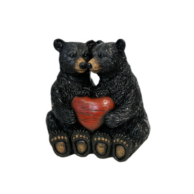 Two Bears Holding Heart Rustic Woodland Decorative Figurine
