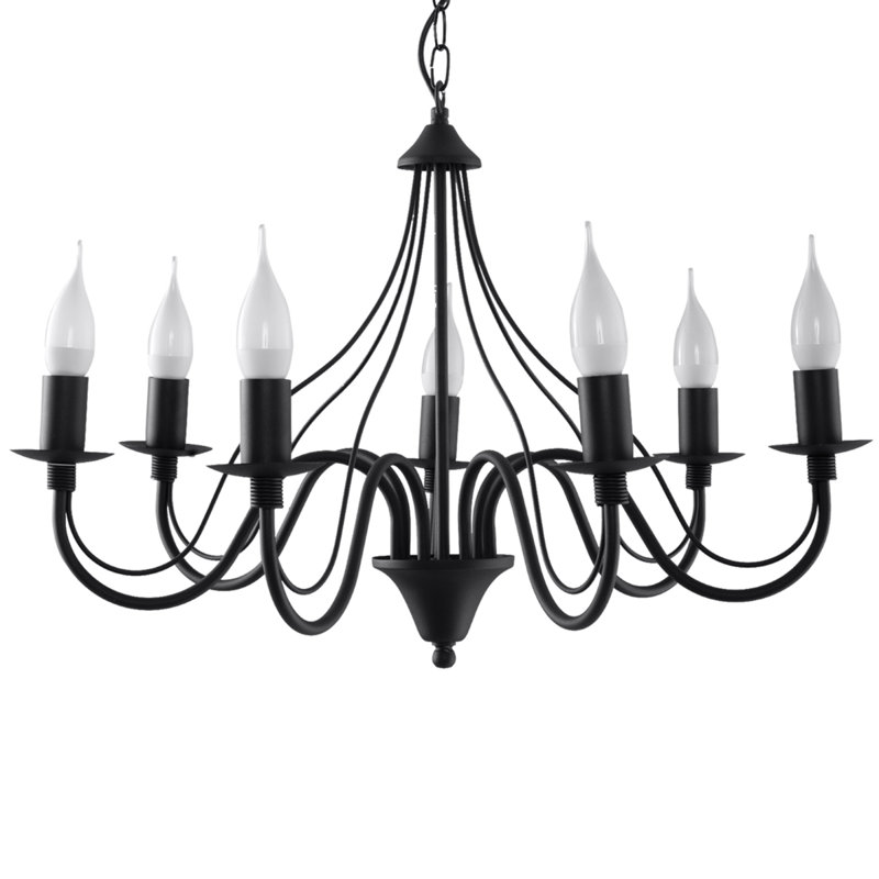 Minerwa 7 - Light Candle Style Chandelier, Black