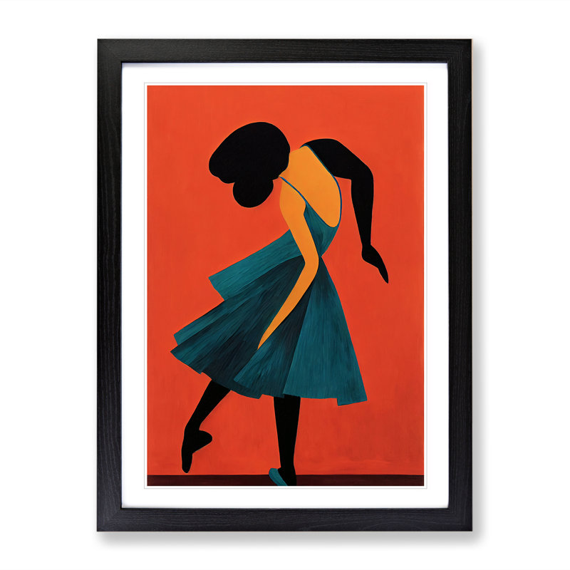 Dancer Woman In Abstract No.3 - Single Picture Frame Print, 34cm H x 25cm W x 2cm D, Black