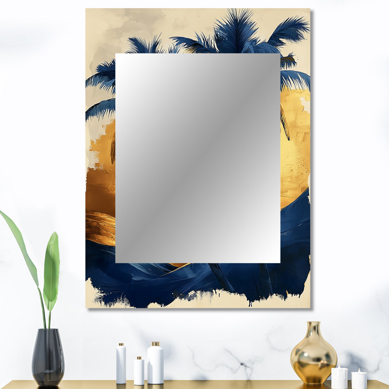 Miroir mural tropical bleu et doré Plam Trees II, 40 po x 30 po