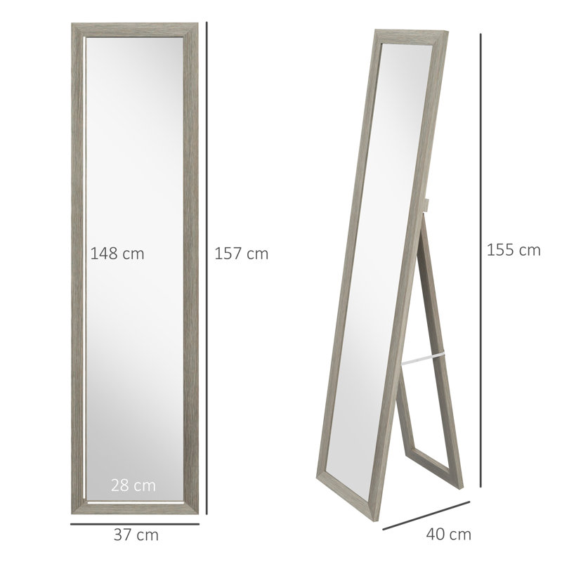 Mahalet Rectangle Floor Mirror, Grey
