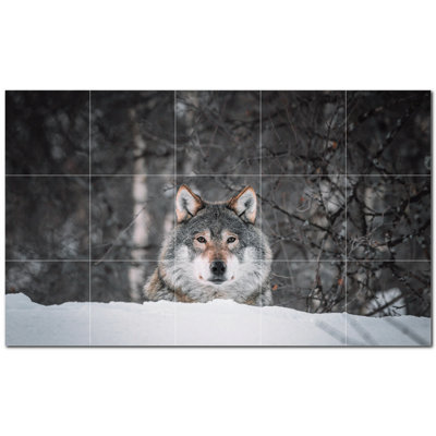 Wolf Photo 4.25'' x 4.25'' Satin Ceramic Decorative Mural