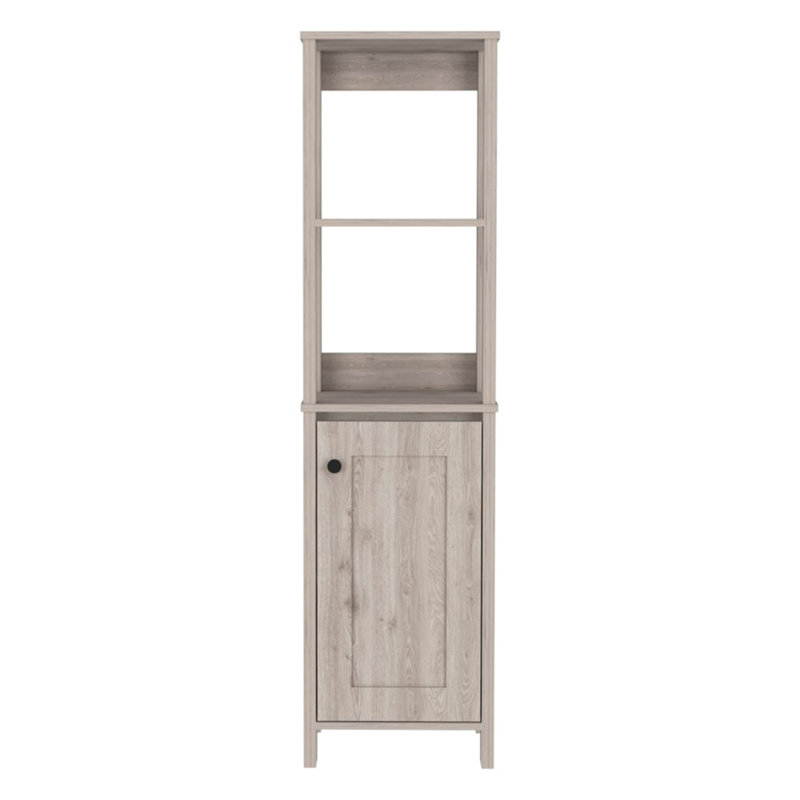 Armoire à linge St. Clair, deux tablettes intérieures, deux tablettes ouvertes, une porte, Gris