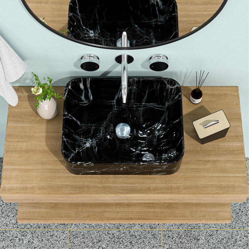 Lavabo de salle de bain vasque rectangulaire en céramique Elegant