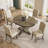 5 Pieces Functional Wood Dining Table Set(Extendable Table + 4 Upholstered Chairs), Retro Style Kitchen Table Set with Extendable Table-743087851-739469996