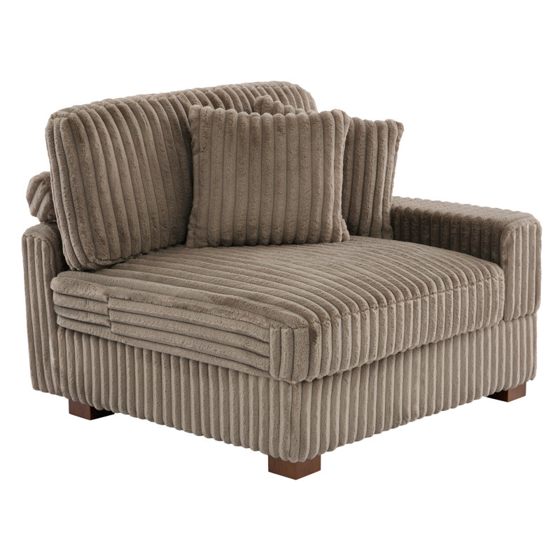 Upholstered Side Chair with Footstool, Light Brown