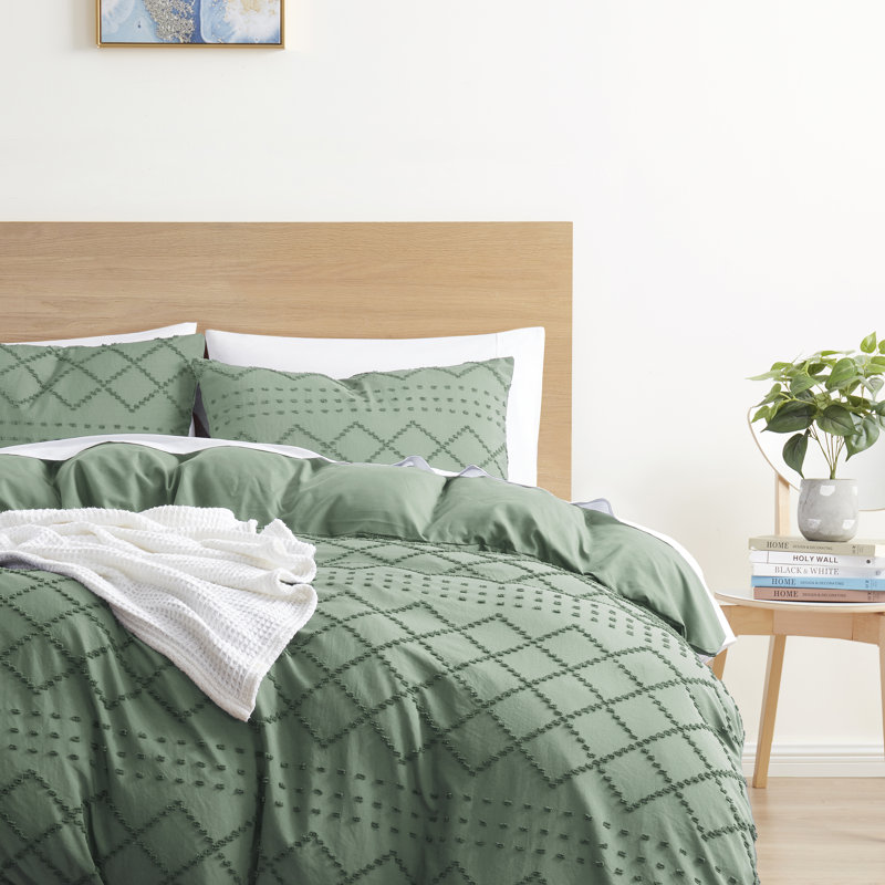 King Size Green Microfiber Bohemian Duvet Cover Set