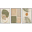 «Mid Century Modern Boho», feuille organique tropicale organique, images chaudes abstraites neutres, impression sur toile encadrée, 3 pièces-79731281-79731284