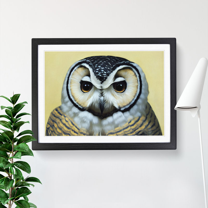 Otherworldly Owl - Single Picture Frame Print, 46cm H x 64cm W x 2cm D, Black