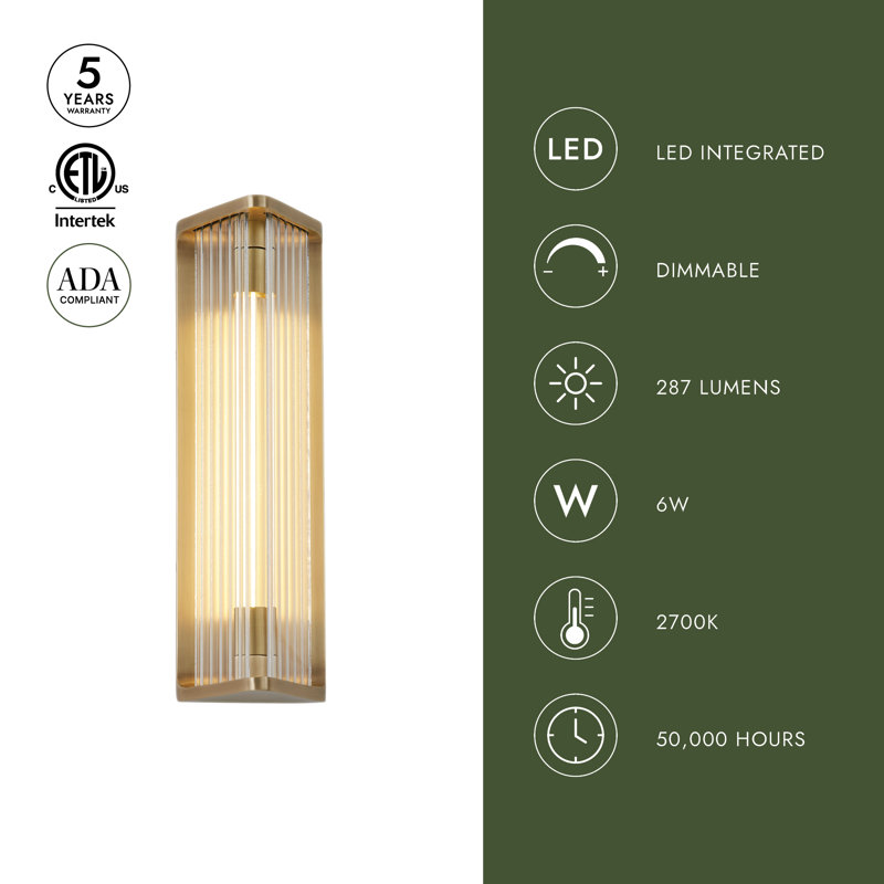 Sabre 1 - Light LED Bath Bar, Ribbed Glass/Urban Bronze