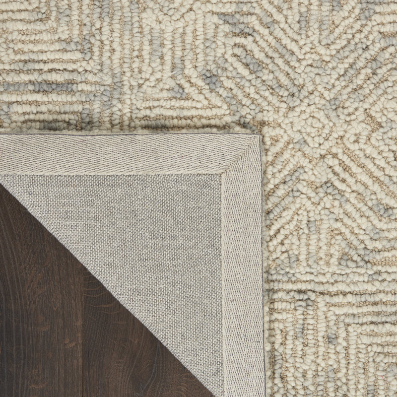 Tapis beige en laine touffeté à la main Joseph, Tapis de couloir 2 pi 3 po x 7 pi 6 po