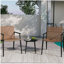Ensemble de conversation moderne pour l'extérieur: 2 chaises en rotin PE + table d'appoint en acier noir et verre trempé - Durable et élégant