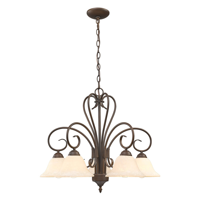 Lustre à intensité variable 5 lumières Karcher , Bronze huilé