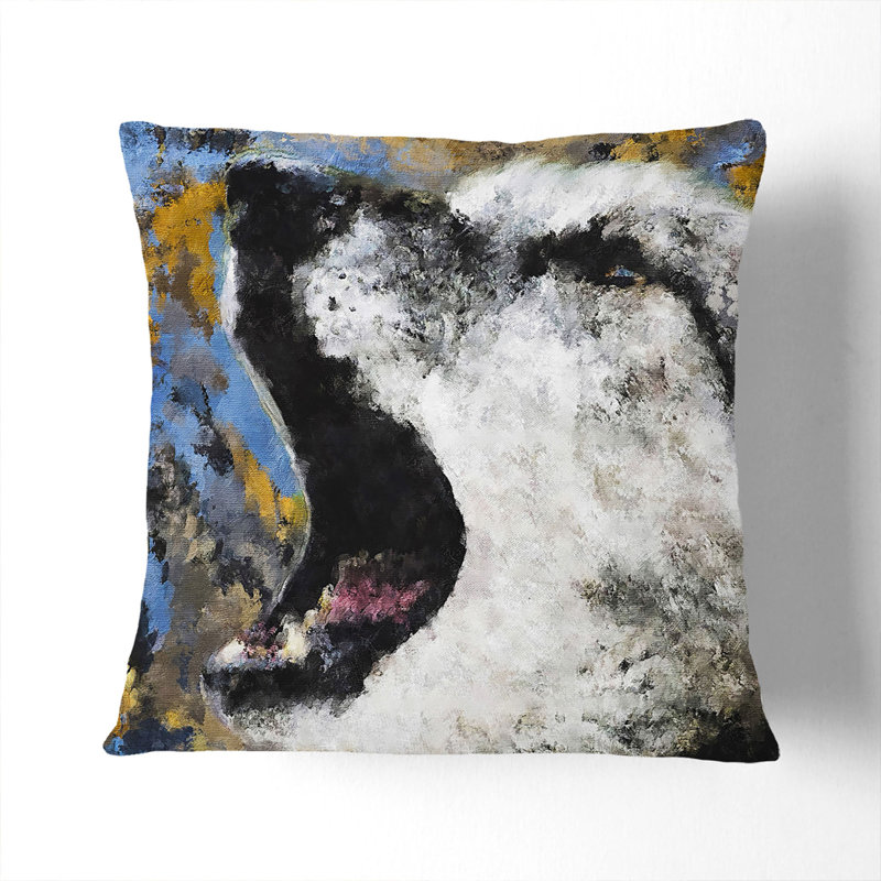Abstract Wolf Vol.2 Square Throw Cushion, 55cm H x 55cm W x 20cm D, Black