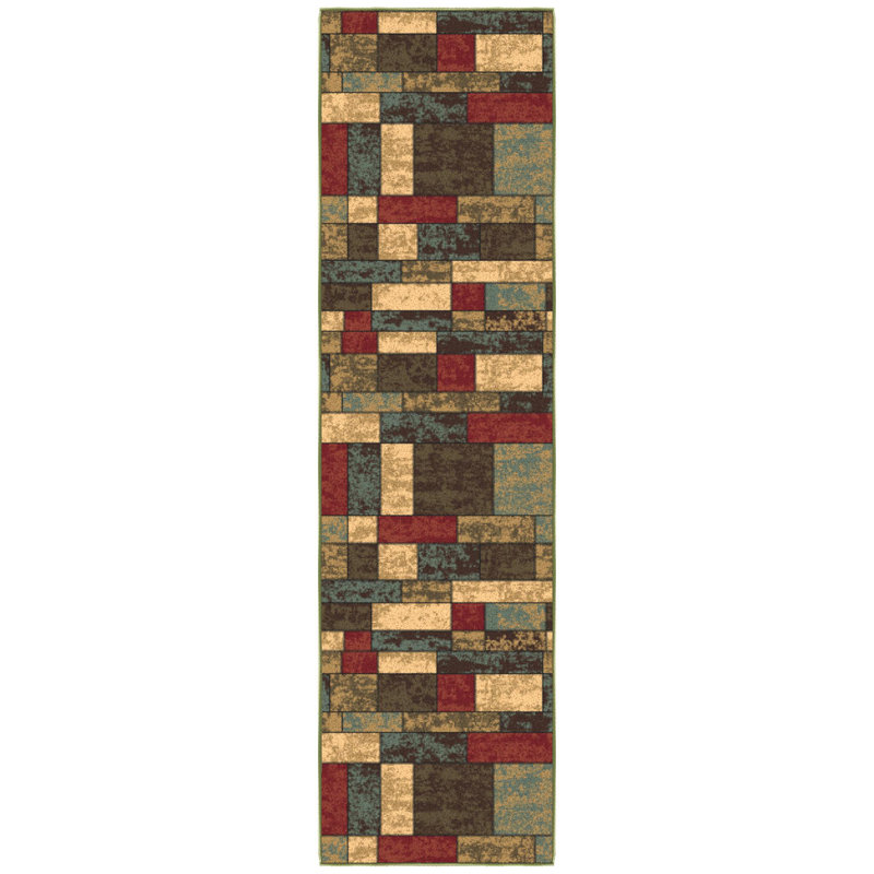 Multicolor Synthetic Non-Slip Runner Rug 1'10" x 7'