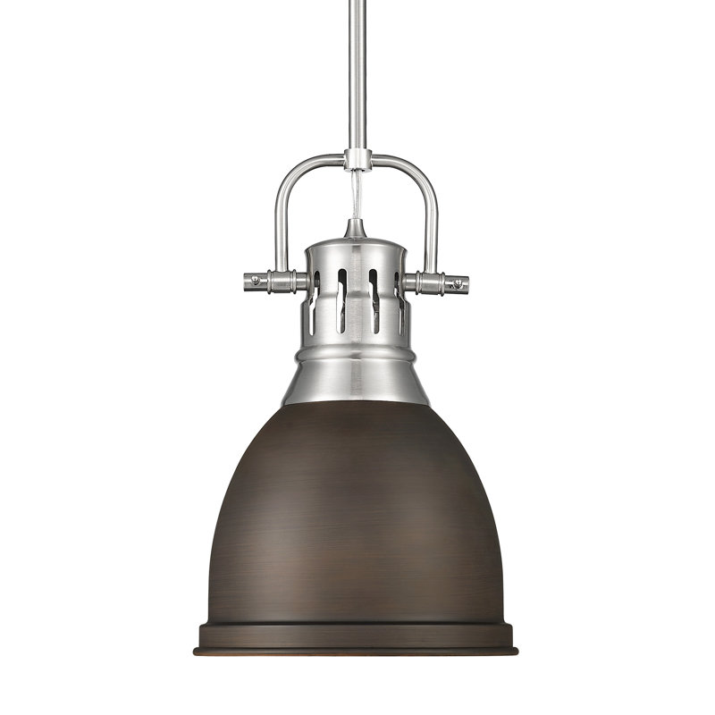 Petit luminaire suspendu avec tige Aljona, H 14,25 po x l 8,875 po x P 8,875 po, Bronze, Étain