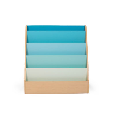 Isabelle & Max™ Skylar Children's Wooden Bookcase Storage Rack With 5 Tiers, Natural/Aqua