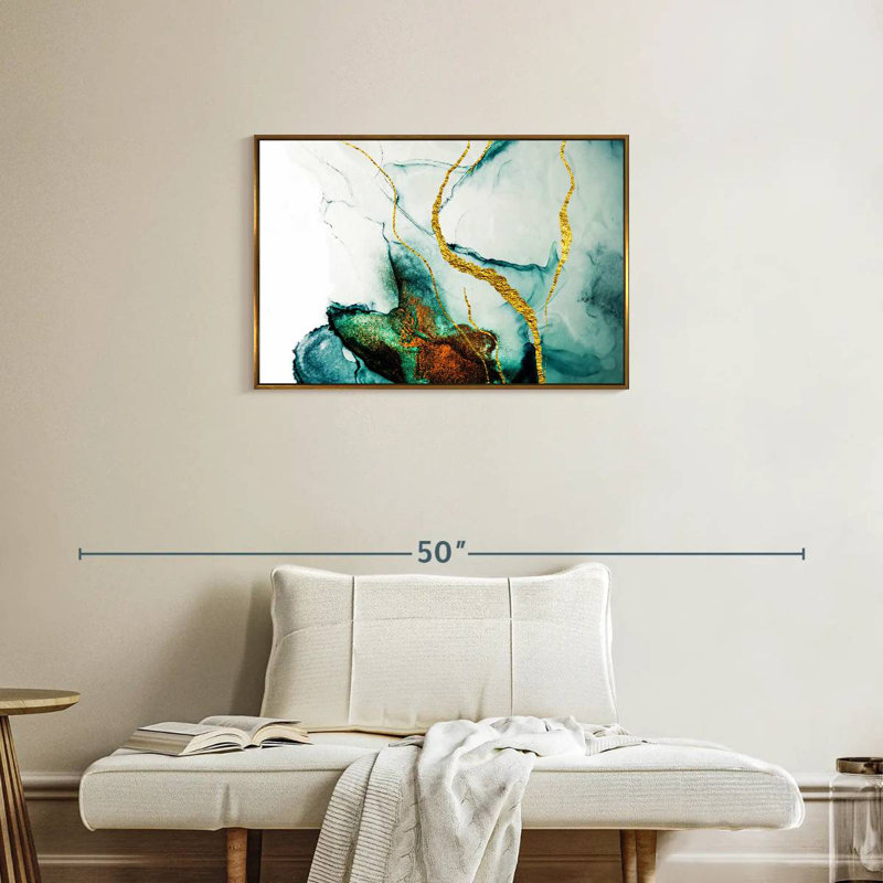 Lucilla stries dorées, Cadre flottant doré, 31 po x 21 po