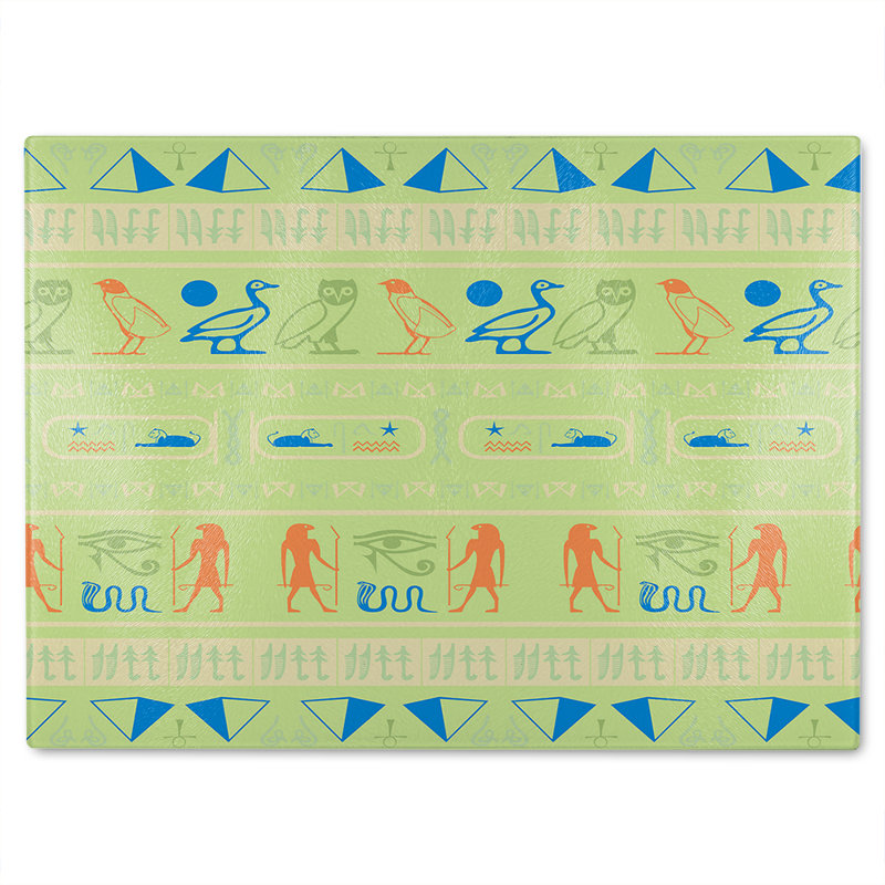 Hieroglyphic Egyptian Language Symbols Glass Chopping Board, 40cm L x 28cm W