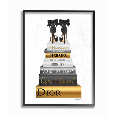 « mode designer chaussures bookstack black gold », impression