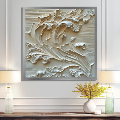 Ommy, lumière ascendante des vagues de la crème, art mural abstrait moderne transitionnel
