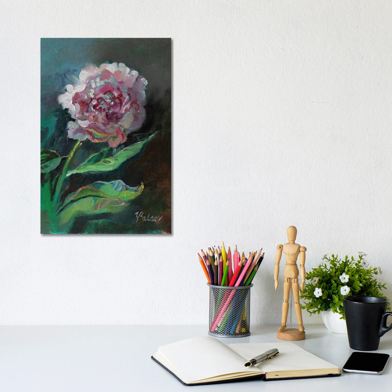 Pink Peony Flower 1 Piece Wrapped Canvas Painting, 20.32 cm H x 30.48 cm W