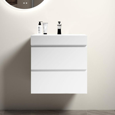 Grand meuble-lavabo flottant mural