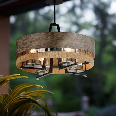 Luminaire suspendu tambour simple à 4 lumières Maisarah
