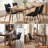 Set of 4 Mid-Century Modern Dining Chairs, Waterproof Faux Leather Side Chairs with Metal Legs, Black-1244013431-1244013427