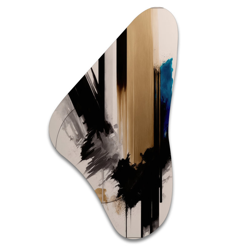 «Christophe», art minimaliste abstrait en forme de Boomerang abstrait bleu III, H 31 po x l 17 po