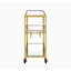 Chariot de service 40 po x 16 po x 37 po en verre doré et transparent