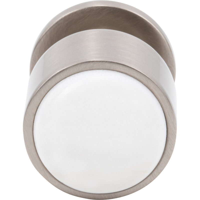 Firesky Diameter Knob, Brushed Satin Nickel, Carrara White, 1 1/8"