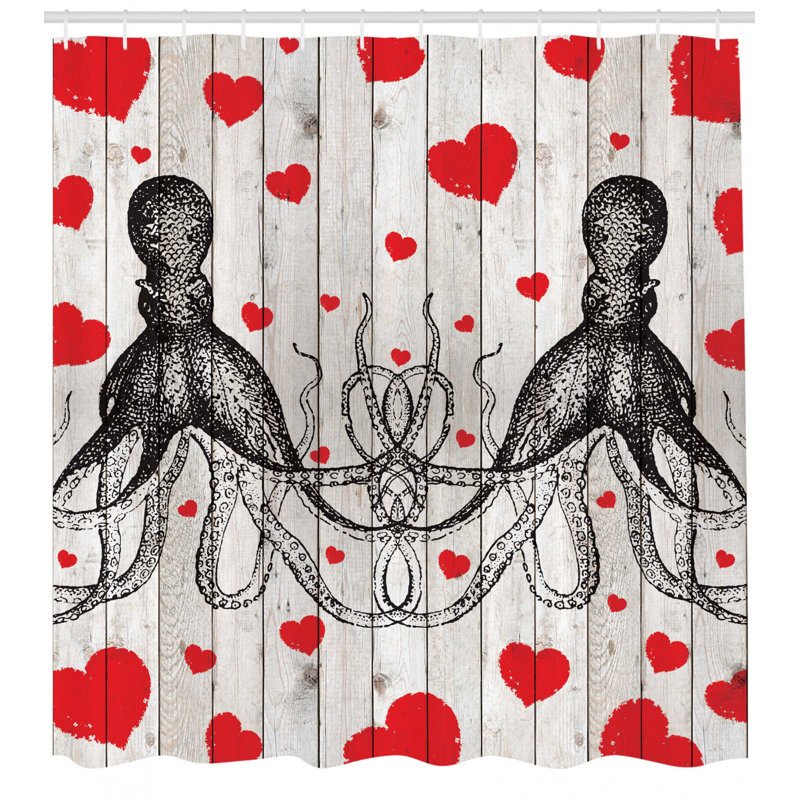 Ensemble de rideau de douche et crochets love, H 70 po x l 69 po