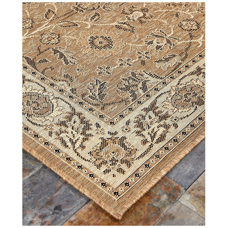 Tapis intérieur/extérieur gris/beige Maison, Rectangulaire 4 pi 5 po x 7 pi